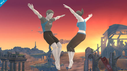 Super Smash Bros. Screenshot - Männlicher und weiblicher Wii Fit Trainer/Trainerin